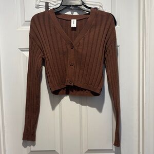 Abound Chocolate Brown Ribbed Cardigan